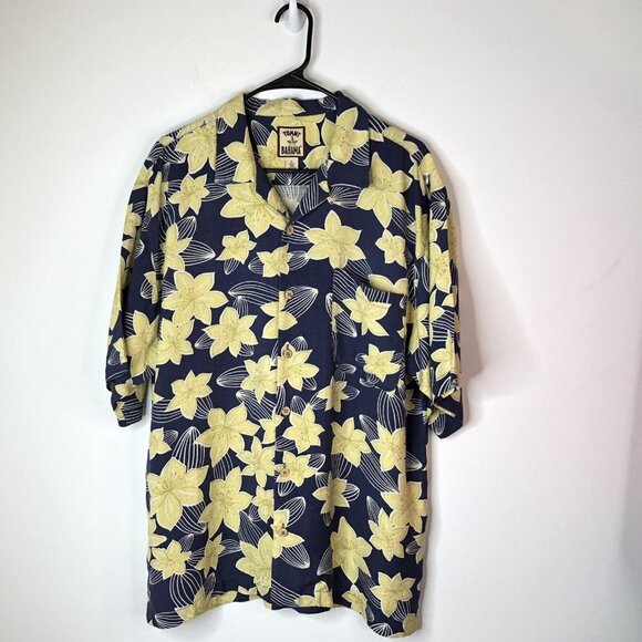 Tommy Bahama Other - Tommy Bahama Mens Shirt Size L 100% Silk Button Down Blue With Yellow Flowers